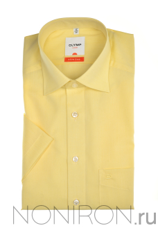 Рубашка Olymp Luxor светло-желтого оттенка. Короткий рукав. Modern Fit.