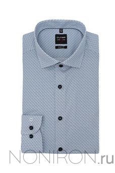 Рубашка Olymp Level Five с микро-дизайном в голубых тонах. Рукав 64 см. Body Fit.