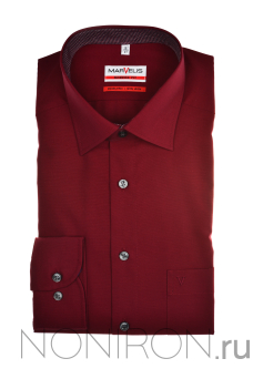 Рубашка Marvelis глубокого красного цвета. Рукав 64 см. Modern Fit.