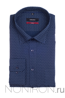 Рубашка Seidensticker темно-синего цвета с микродизайном. Рукав 65.5 см. Modern Fit.