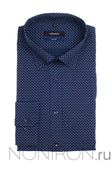 Рубашка Seidensticker темно-синего цвета с микродизайном. Рукав 65.5 см. Tailored.