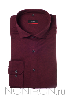 Рубашка Eterna глубокого красного цвета (Jersey/утепленная). Рукав 65 см. Modern Fit.