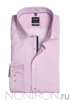 Рубашка Olymp Luxor розового оттенка с принтом. Рукав 64 см. Modern Fit.