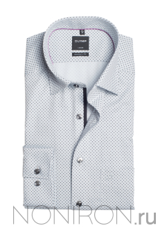 Рубашка Olymp Luxor серого цвета с дизайном. Рукав 64 см. Modern Fit.
