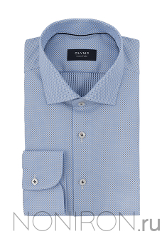 Рубашка Olymp Signature Premium светло-голубая с микродизайном. Рукав 64 см. Tailored.