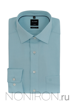 Рубашка Olymp Luxor небесно-бирюзового цвета с выделкой. Рукав 64 см. Modern Fit.