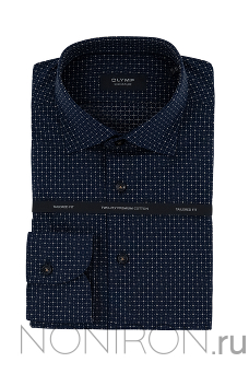 Рубашка Olymp Signature глубокого синего цвета с микродизайном. Рукав 64 см. Tailored Fit