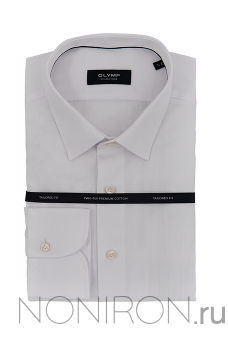 Рубашка Olymp Signature белого цвета (Poplin). Рукав 64 см. Tailored Fit.