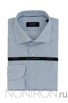 Рубашка Olymp Signature голубого цвета с микродизайном. Рукав 64 см. Tailored Fit