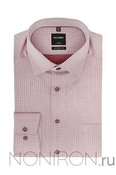 Рубашка Olymp Luxor перламутрово-розового оттенка с микродизайном. Рукав 64 см. Modern Fit.