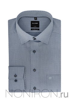 Рубашка Olymp Luxor серо-голубого оттенка с симметричным дизайном. Рукав 58 см. Modern Fit.