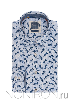 Рубашка Olymp Casual с принтом-ящеркой. Рукав 64 см. Modern Fit.