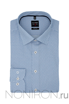 Рубашка Olymp Level Five нежно-синего оттенка с микродизайном. Рукав 64 см. Body Fit.