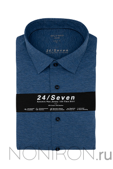 Рубашка Olymp Luxor 24/Seven цвета серо-голубой деним (Jersey). Рукав 64 см. Modern Fit.