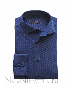Рубашка Eterna Jersey темно-синего цвета с микродизайном. Рукав 65 см. Modern Fit.