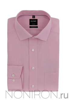 Рубашка Olymp Luxor розового цвета с выделкой. Рукав 64 см. Modern Fit.