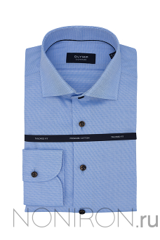 Рубашка Olymp Signature небесно-голубого цвета c микровыделкой. Рукав 64 см. Tailored Fit.